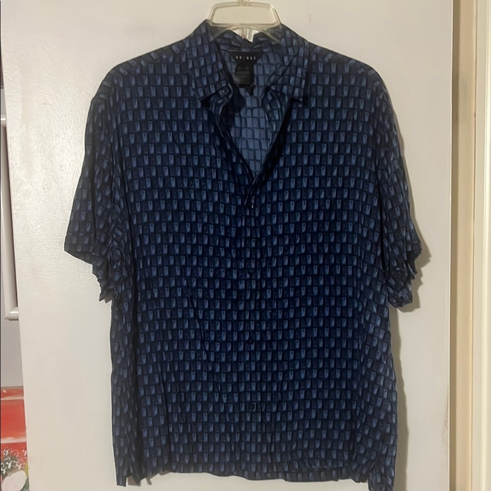 Axcess mens blue short sleeve shirt. 100% rayon